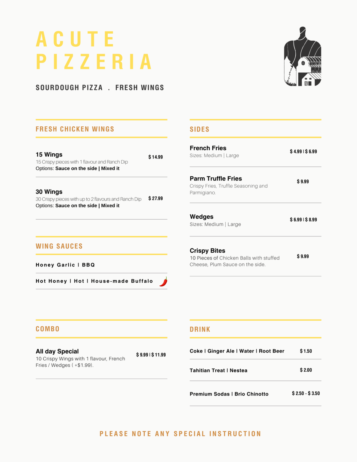 Snack Menu sourdough pizza